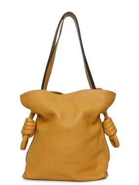 Loewe Mustard Yellow Leather Knot-Handle Shoulder Bag